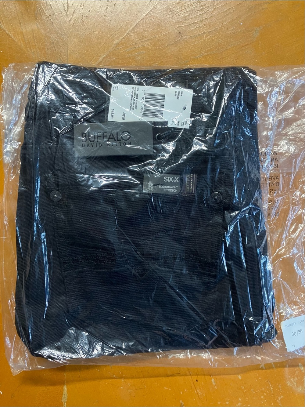 NWT Buffalo David Bitton Six-X Black Stretch Jeans 30x30